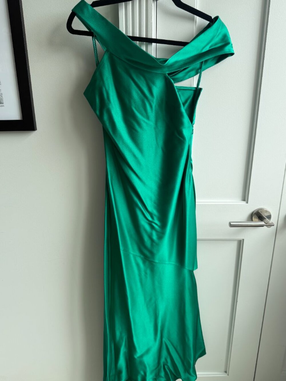 Cushnie Emerald Silk Asymmetrical Midi Dress - Picture 4 of 5